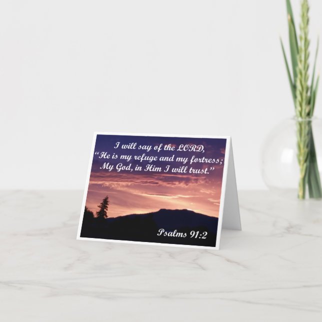Note Card - Gott ist meine Zuflucht, Psalmen 91:2 Dankeskarte (Vorderseite)