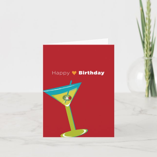 Note Card_Happy Birthday Martini Karte (Vorderseite)