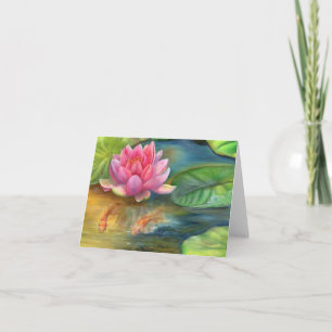 Note Card - Lotus Blume and Goldfish Karte