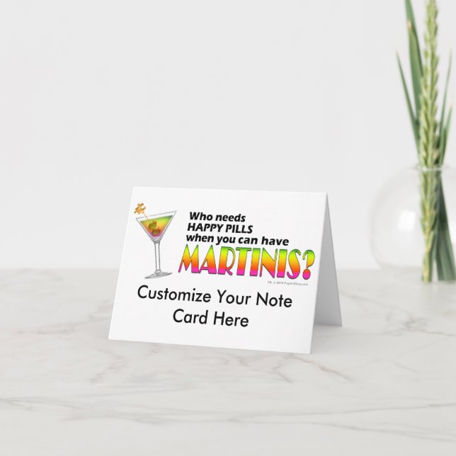 Note Card - Martinis v. Happy Pills Karte (Vorderseite)