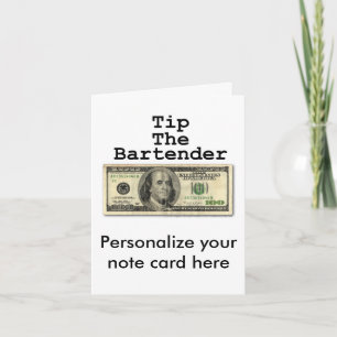 Note Card - TIP THE BARKEEPER! Karte