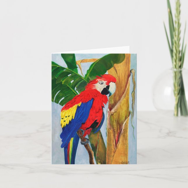Note Card - Tropischer Papagei Karte (Vorderseite)