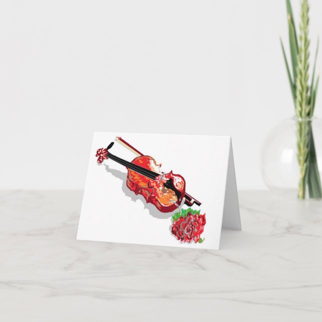 Note Card/Violine mit Rose Karte (Vorderseite)