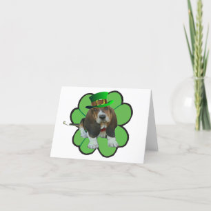 Note Carte Basset Hound Happy St.Patrick's Clover