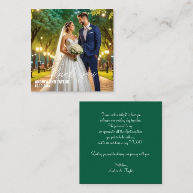 Note de Carte de remerciements Mariage photo simpl (Devant / Derrière)