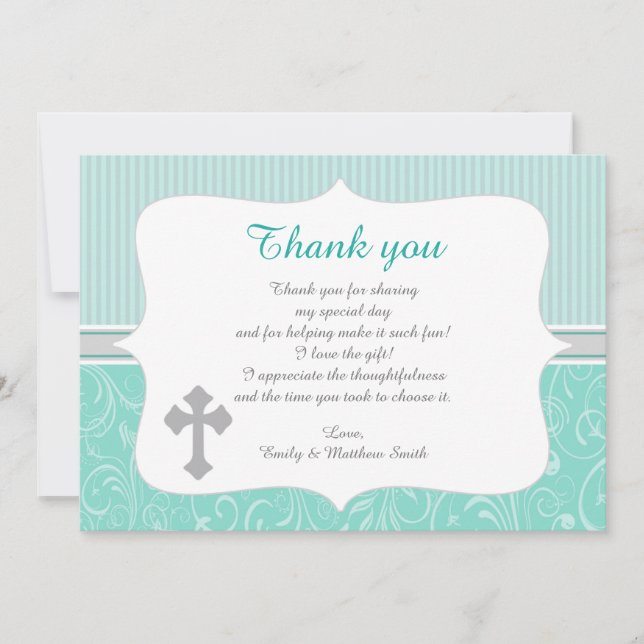 Note de Carte de remerciements Unisex Turquoise (Devant)