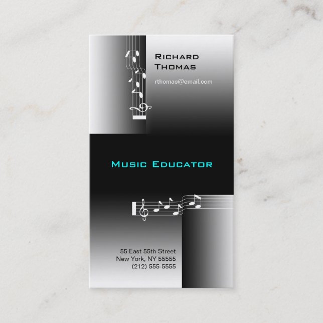Note de carte de visite d'éducateur de musique (Devant)