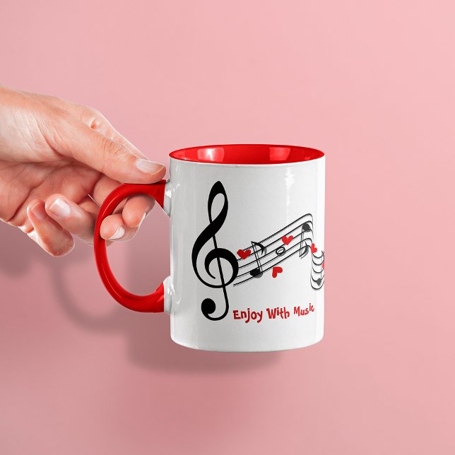Note de musique noire et blanche Café Mug (Créateur téléchargé)
