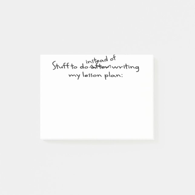 Note de post-it du professeur de temporisation (Devant)