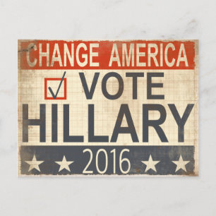 Note Hillary Clinton Carte postale électorale de 2