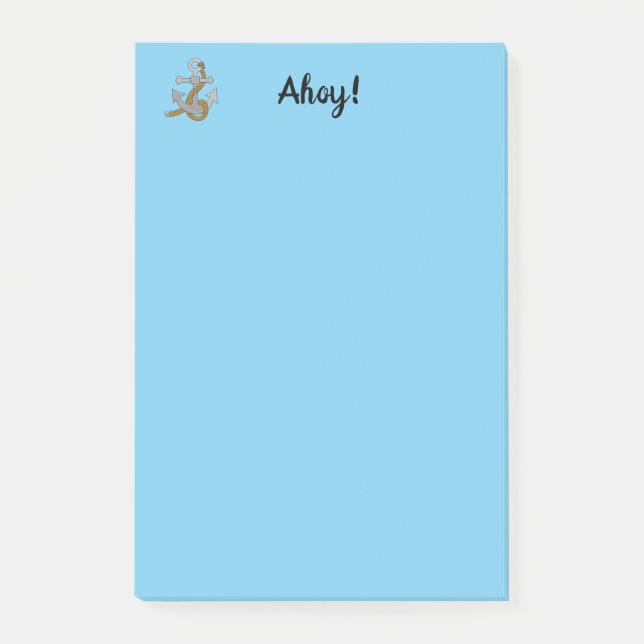 Note Pad - Ahoy with Gray Anchor Post-it Klebezettel (Vorderseite)