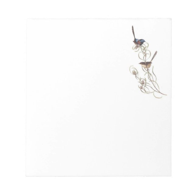 Note Pad with Blue Wrens Notizblock (Vorderseite)