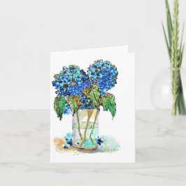 Note pliée Carte-aquarelle des hydrangées