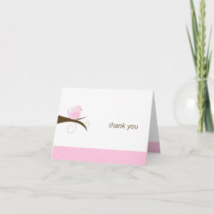 Note rose tourbillonnante de Merci de carte de
