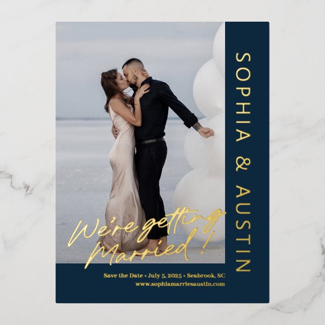 Note simple Mariage FOIL Enregistrer La Date Carte (Recto)