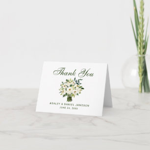Note verte florale de Merci de mariage d'aquarelle