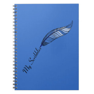 Notebook - Blue Feather Pen Notizblock