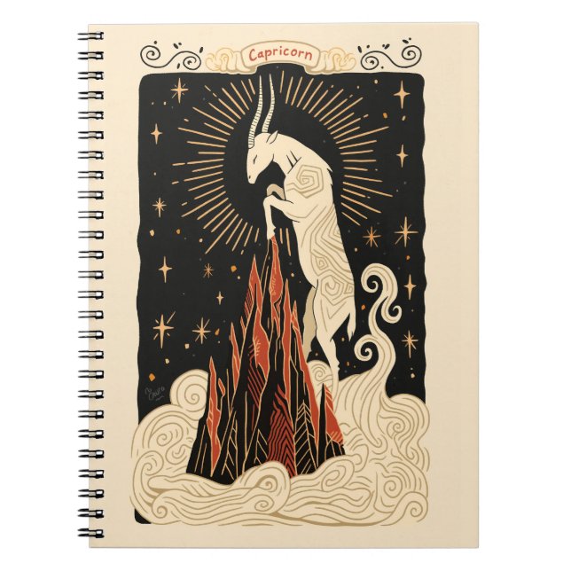 Notebook Capricorn Celestial Zodiac Art Notizblock (Vorderseite)