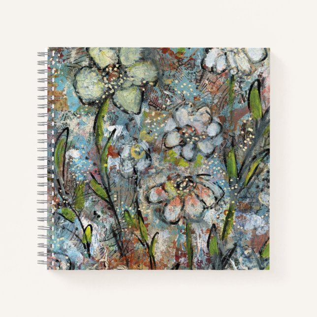 Notebook featuring mixed media floral artwork  notizbuch (Vorderseite)