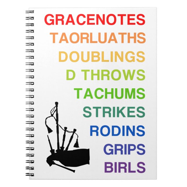Notebook für Bagpipers, 6,5" W x 8,75" H Notizblock (Vorderseite)