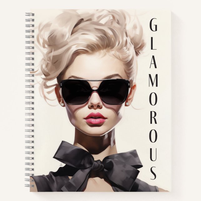 Notebook: Glamour Fashion Model Black Bow Notizbuch (Vorderseite)