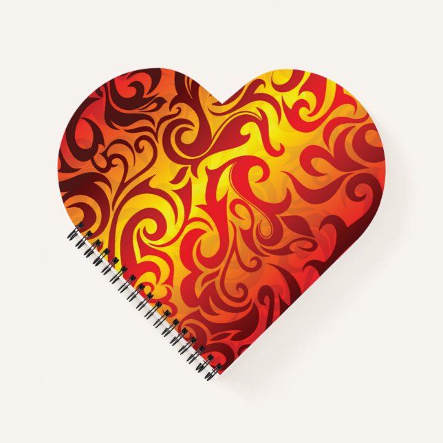 Notebook-Herz-Flammen Notizbuch (Vorderseite)