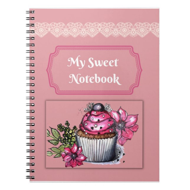 Notebook/Journal My Sweet Notebook Pink Cupcake Notizblock (Vorderseite)
