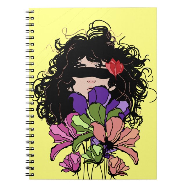 Notebook-Mädchen und Blume Notizblock (Vorderseite)