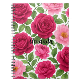 Notebook mit benutzerdefiniertem Namen Rosenblumen Notizblock