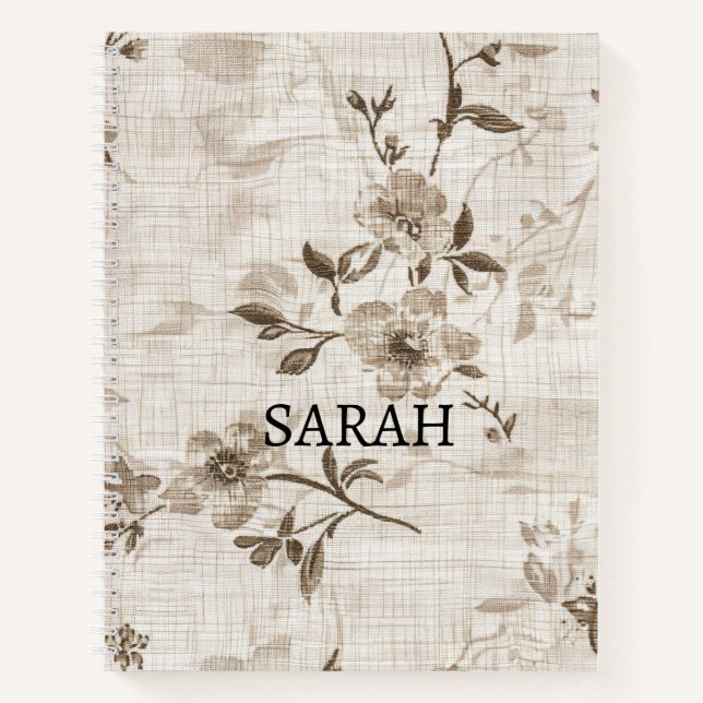 Notebook mit brauner Blumenmuster Notizbuch (Vorderseite)