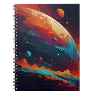 Notebook mit Cosmic Planet Design - Space Art Notizblock