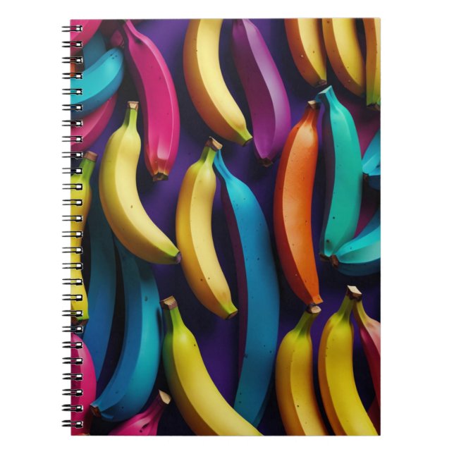 Notebook mit farbenfroher und Cooler Bananengestal Notizblock (Vorderseite)