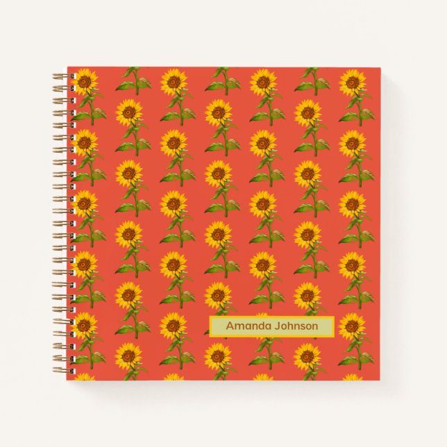 Notebook mit gelben Sonnenblumen Notizbuch (Vorderseite)