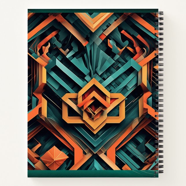 Notebook mit geometrischer Darstellung Notizbuch (Rückseite)