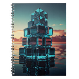 Notebook mit Glass Cube Pyramid - Ruhiger Sonnenun Notizblock