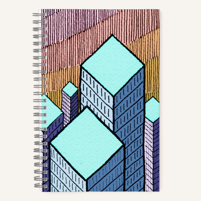 Notebook mit handgefertigter Grafik Notizbuch (Vorderseite)