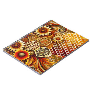 Notebook mit Honeycomb und Blumendesign Notizblock