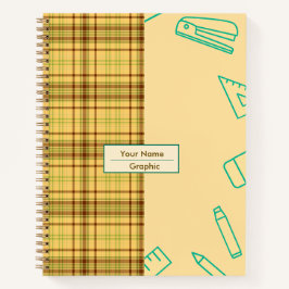 Notebook mit kariertem Karo in Gelb und Grün Notizbuch