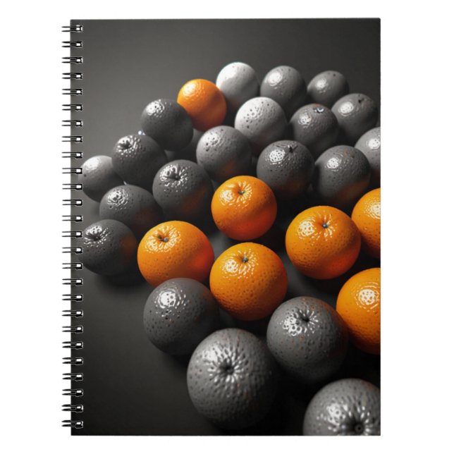 Notebook mit lebhaftem Orange- und Gray-Muster Notizblock (Vorderseite)