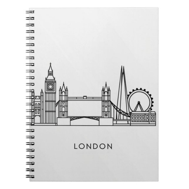 Notebook mit London Sehenswürdigkeiten Line Art Notizblock (Vorderseite)