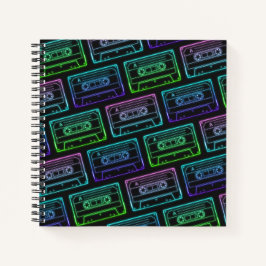 Notebook mit Neon Multicolor-Kassettenmuster Notizbuch