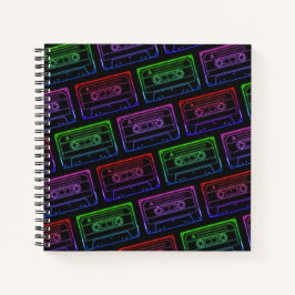 Notebook mit Neon Multicolor-Kassettenmuster Notizbuch