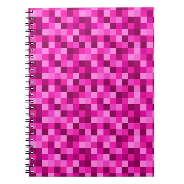 Notebook mit rosa Pixel-Design für Gamer, Journal Notizblock (Vorderseite)