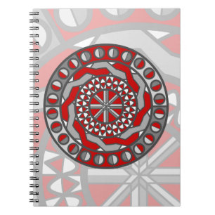 Notebook mit roter Maschine Notizblock