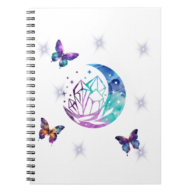 Notebook mit Schmetterlingfunktion, Mond und Krist Notizblock (Vorderseite)