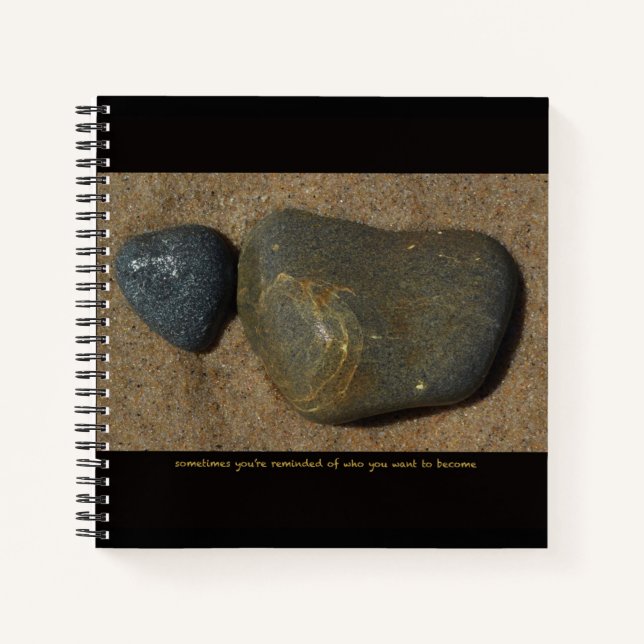 Notebook mit Steinbild + inspirierender Text Notizbuch (Vorderseite)