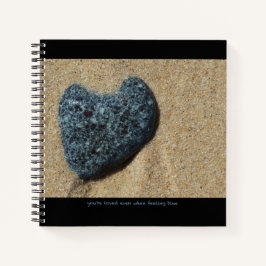 Notebook mit Steinbild + inspirierender Text Notizbuch
