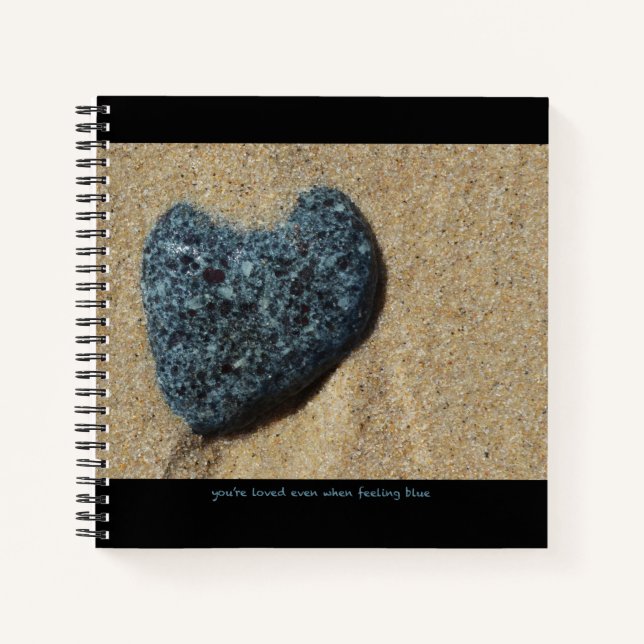 Notebook mit Steinbild + inspirierender Text Notizbuch (Vorderseite)