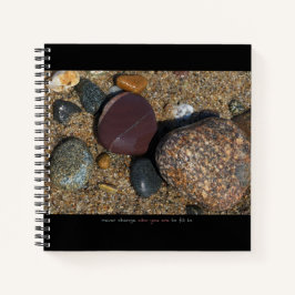 Notebook mit Steinbild + inspirierender Text Notizbuch