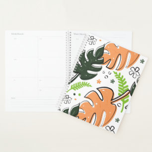 Notebook mit tropischen Blätter Planer